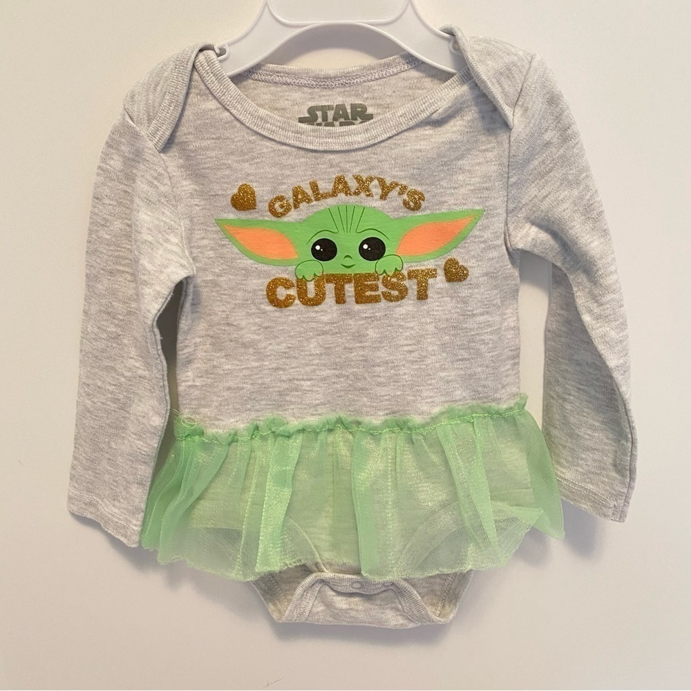 Happy Threads Star Wars Baby Girl Grogu Baby Yoda Tutu Bodysuit Size 12 Months